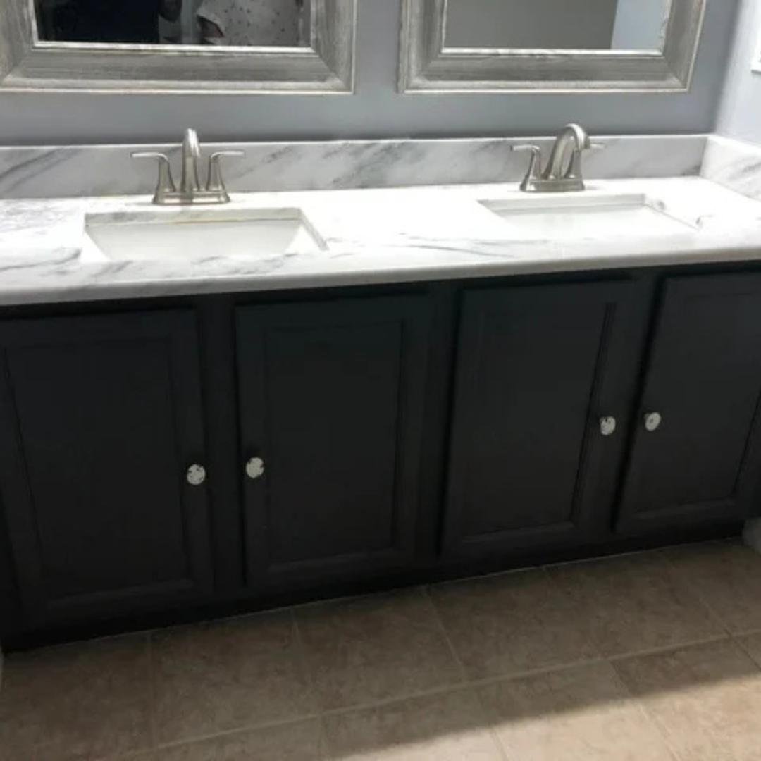New double sink vanity installed by Friendly Local Pros in a Sanford bathroom